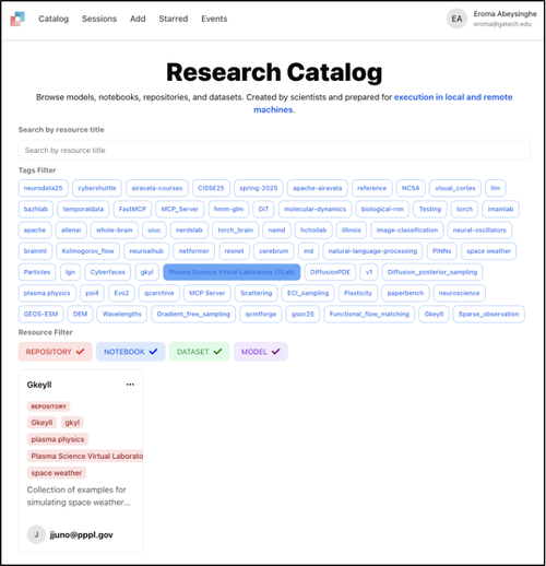 Catalog page showing available entries with tag filters]